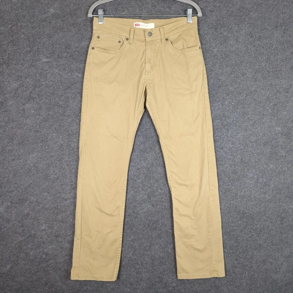 Levis 511 Slim Khaki Tan Chino Pants Boys Size 16 Reg W28 L28 Stretch‎ Cotton